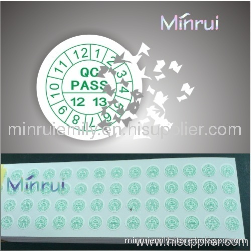 Custom Tamper Evident Qc Stickers,small Round Tamper Proof Stickers